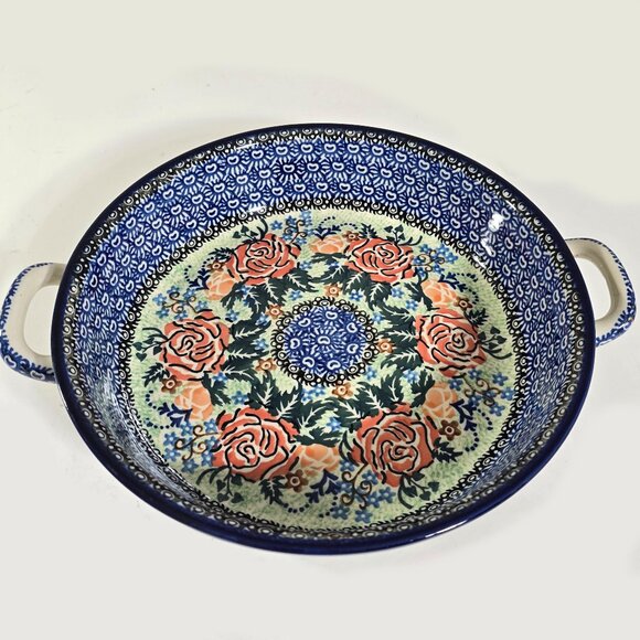 Unikat 1897 Ultimate Bakeware Col. 2007 Floral Handmade 12 x 2.5 Polish Pottery - Picture 2 of 14